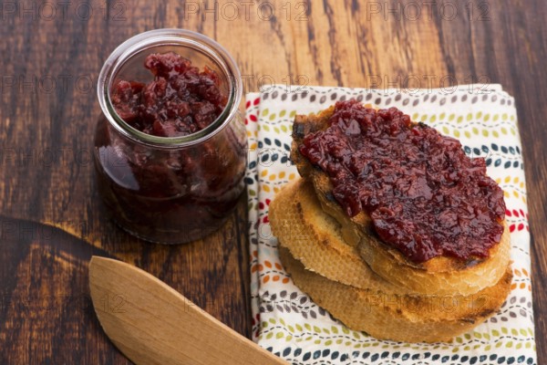 Bread with sweet cherry jam