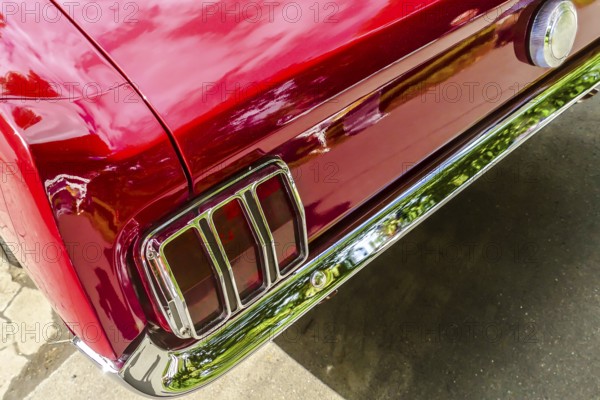 BAD NAUHEIM, Germany AUGUST 2017: Taillight of an American sports car, 16 th European Elvis Festival in Bad Nauheim, Hesse