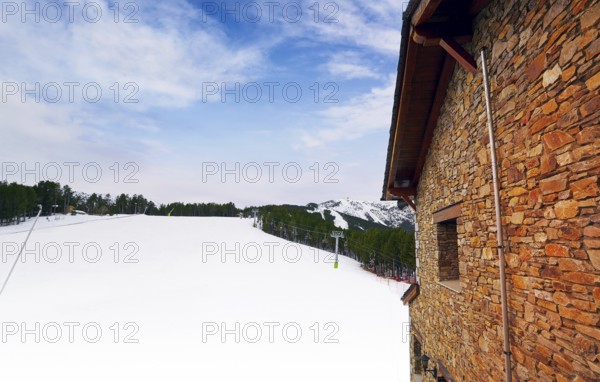 Pal ski resort in Andorra Pyrenees mountains on sunny day