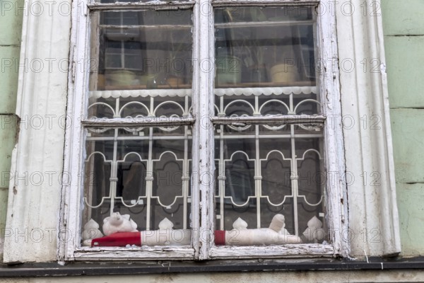Old wooden window, symbol for old building, need for renovation, decay Austria