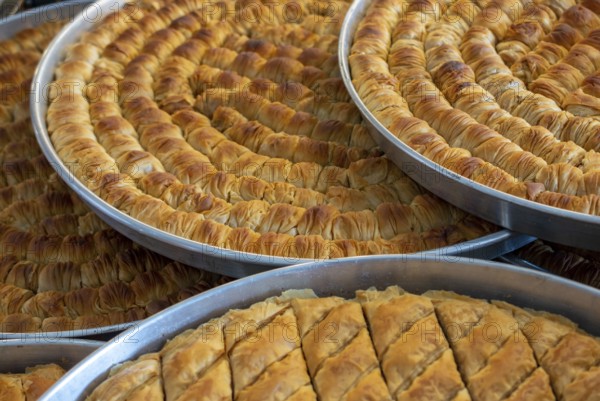 Traditional Turkish dessert Baklava in tray from Istanbul Turkey