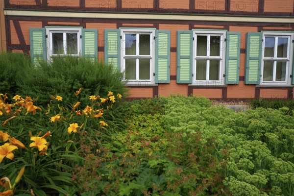 Wernigerode facades in Harz Germany at Saxony Anhalt