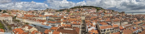 Lisbon Portugal, high angle view panorama city skyline at Lisbon Baixa district