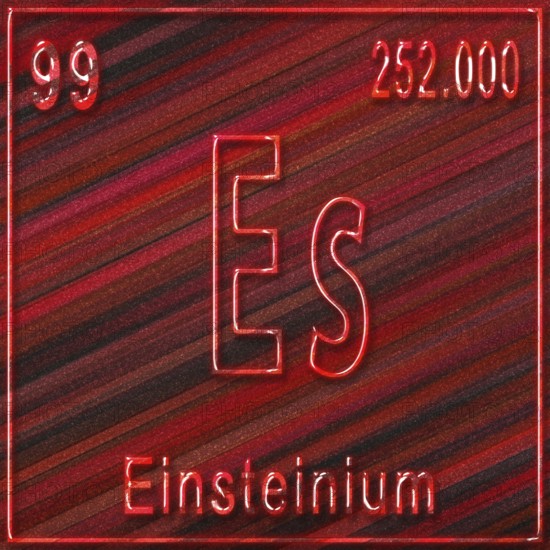 Einsteinium chemical element, Sign with atomic number and atomic weight, Periodic Table Element