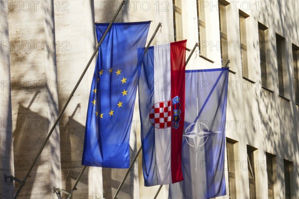 NATO, EU and Croatian flags