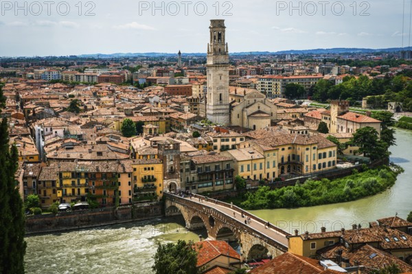 Panoramic view of Verona old town in Italy