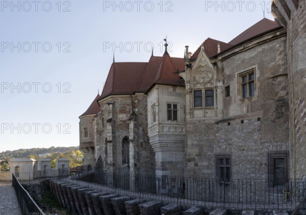 Hunedoara, Romania, 17 October, 2022: view of the landmark 15th-century Corvin Castle in Hunedoara in Transylvania, Europe