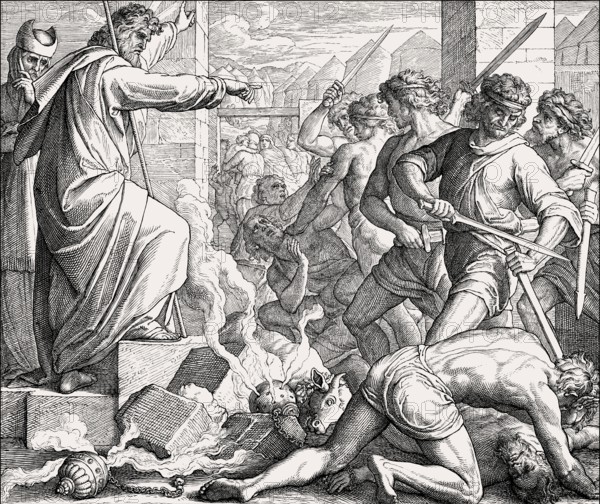 Exclusion of the Levites and mass execution, Old Testament, by Julius Schnorr von Carolsfeld, 1860