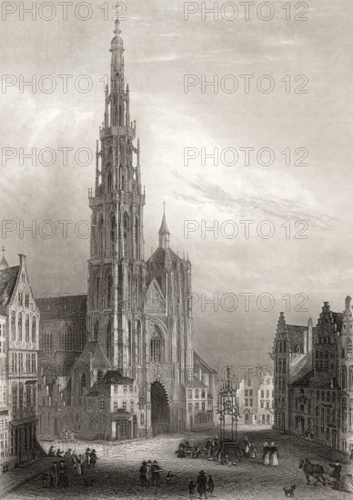 Cathédrale Notre-Dame, Cathedral of Our Lady, Antwerp, Flanders, Belgium, 19th century, Europe