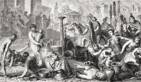 Romans plundering ancient Corinth in 146 BC