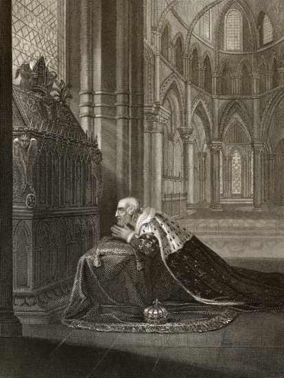 Ludwig VII., König von Frankreich, vor dem Grabmal von Thomas Becket, Erzbischof von Canterbury, Kathedrale von Canterbury