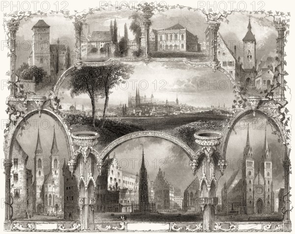 Cityscape of Nuremberg, Bavaria, Germany, Europe, 19th century, Europe