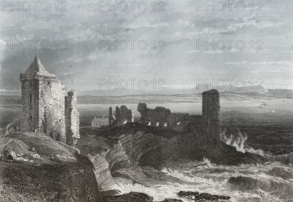 St Andrew's Castle, a picturesque ruin located in the coastal Royal Burgh of St Andrews, Fife, Scotland, United Kingdom, Europe