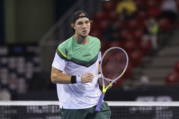 Sofia, Bulgaria - 10 November, 2020: Germany's Jan-Lennard Struff reacts after winning a point against Canada's Vasek Pospisil during the ATP 250 Sofia Open, Sofia, Bulgaria, Europe