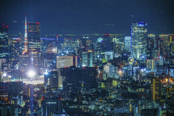 Tokyo night view seen from the observation deck of the Tokyo Metropolitan Government Building. Shooting Location: Tokyo metropolitan area