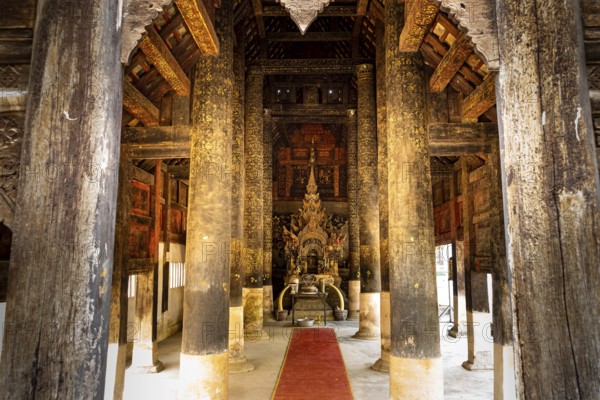 Ancient lanna style Vihara Chamma Dhevi at Wat Pong Yang Kok in Hang Chat District, Lampang, Thailand, Asia