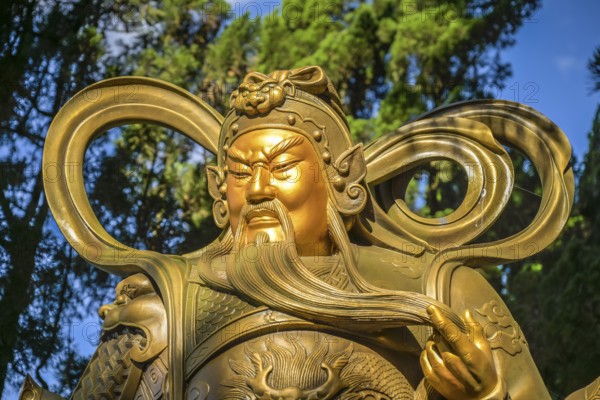 Warrior, guardian figure, Xuan Zang Temple, east side of Sun Moon Lake, Yuchi Township, Nantou County, Taiwan, Asia