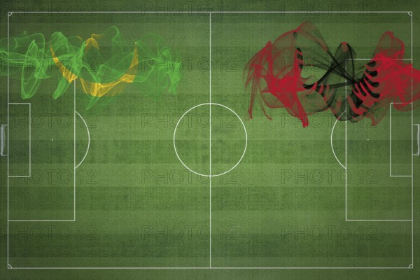 Mauritania vs Albania Soccer Match, national colors, national flags, soccer field, football game, Competition concept, Copy space