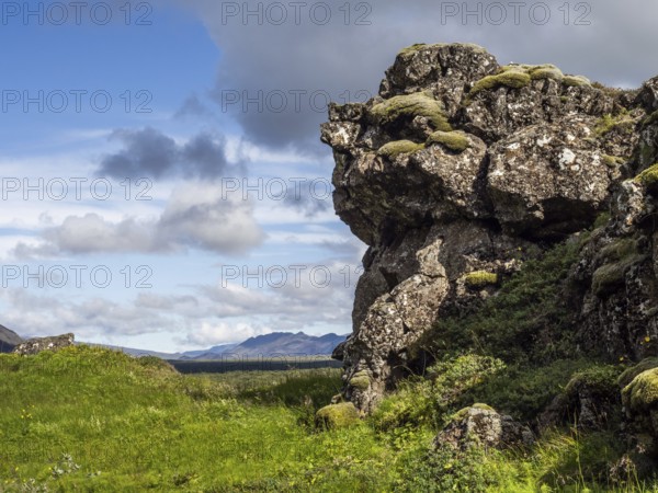 Rock formation in Thingvellir National Park, Iceland, Europe