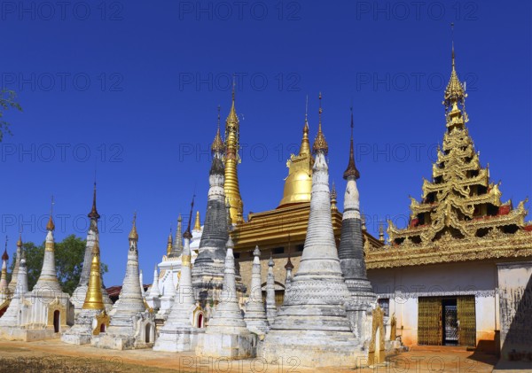 Shwe Inn Thein Paya temple complex near Inle Lake in central Myanmar (Burma)