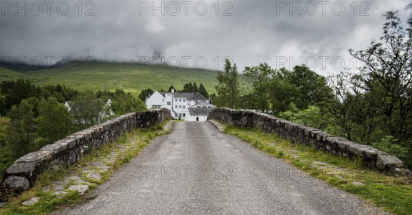 The bridge of orchy in Argyll and Bute with the river orchy in the central highlands of Scotland, United Kingdom, Europe