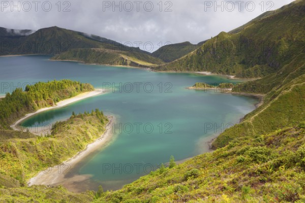 Caldera Lago di Fogo - lake on Sao Miguel Island, Azores, Portugal, Europe