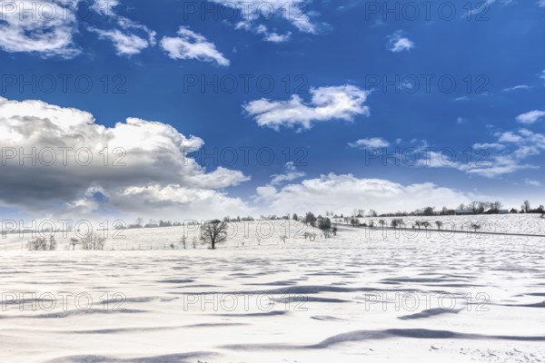 Idyllic landscape in winter with a lot of snow