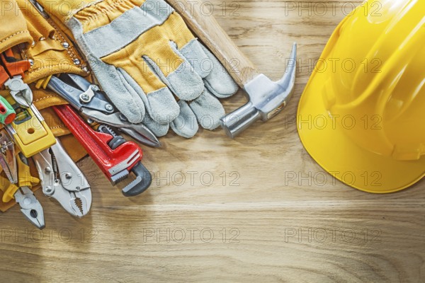 Construction tooling tool belt safety gloves building helmet
