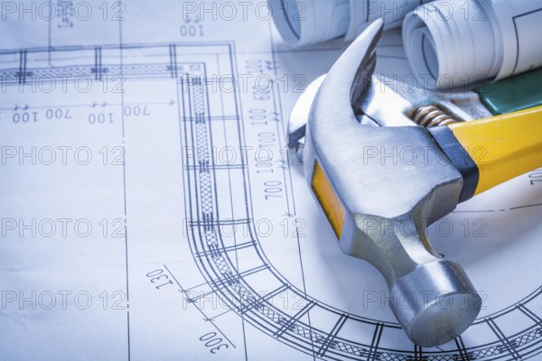 Construction plans adjustable spanner and claw hammer building concept