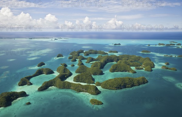 Aerial view of Seventy Islands, Micronesia, Palau, Oceania