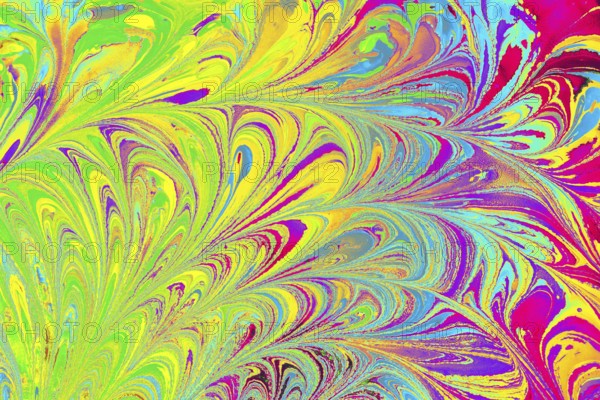 Abstract marbling floral pattern for fabric, tile design. background texture