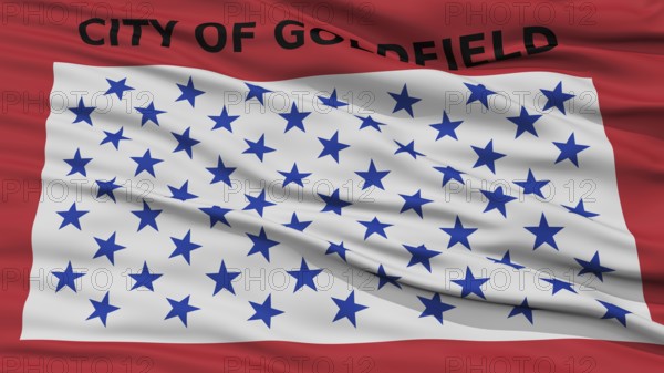 Closeup of Goldfield City Flag, Waving in the Wind, Colorado State, United States of America