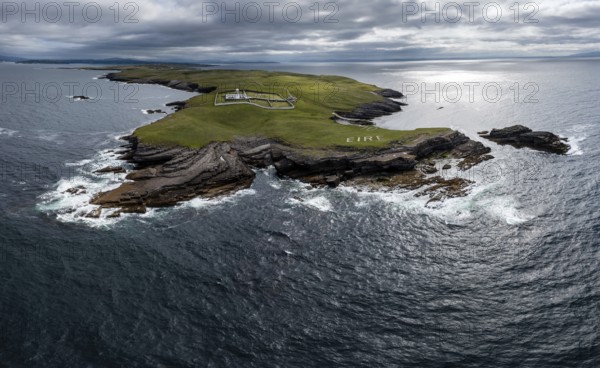 A drone panorama landscape of St. John's Point and the lighthouse in Donegal Bay in the northwest of Ireland