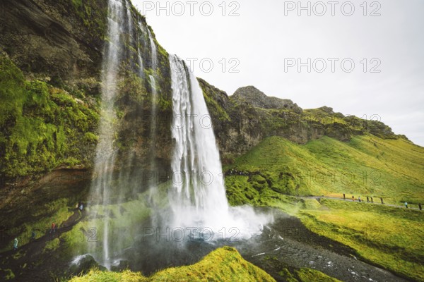 Gljufrafoss, or Gljufrabui, waterfall, a small waterfall hidden on a narrow canyon near the more famous Seljalandsfoss, southern Iceland.
