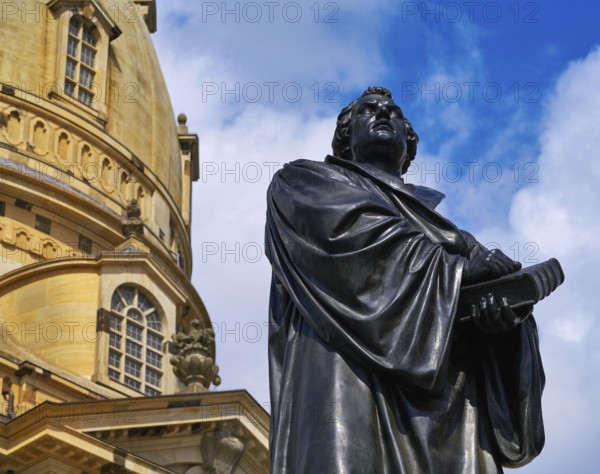 Martin Luther memorial statue near Frauenkirche in Dresden Germany