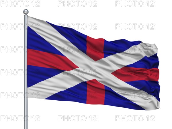 Georgia Naval Ensign Flag On Flagpole, Isolated On White Background
