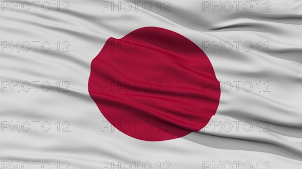 Closeup Japan Flag, Waving in the Wind, High Resolution