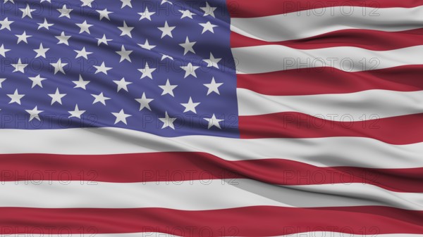 Closeup United States Flag, Waving in the Wind, High Resolution