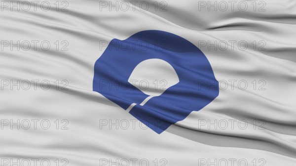 Closeup Wakayama Japan Prefecture Flag, Waving in the Wind, High Resolution