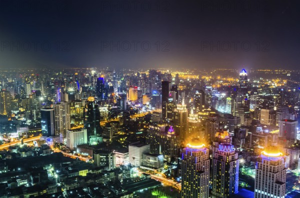 Bangkok top night view cityscape in the business disctrict