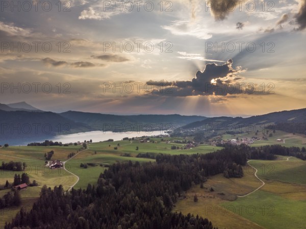 Central Switzerland from the air. Taken at sunset