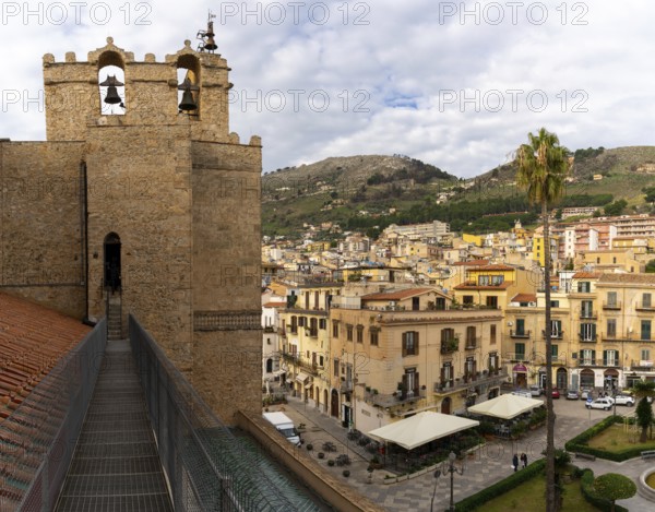 Monreale, Italy, 5 January, 2024: view of the cathedral and city square of Monreale in Sicily, Europe