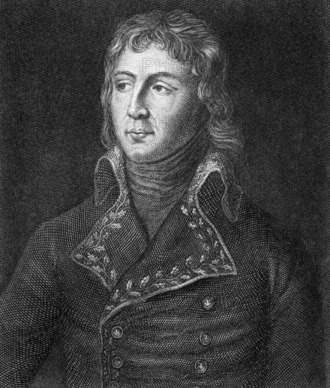 Louis Desaix (1768-1800) on engraving from 1859. French general and military leader. Engraved by unknown artist and published in Meyers Konversations-Lexikon, Germany, 1859, Europe