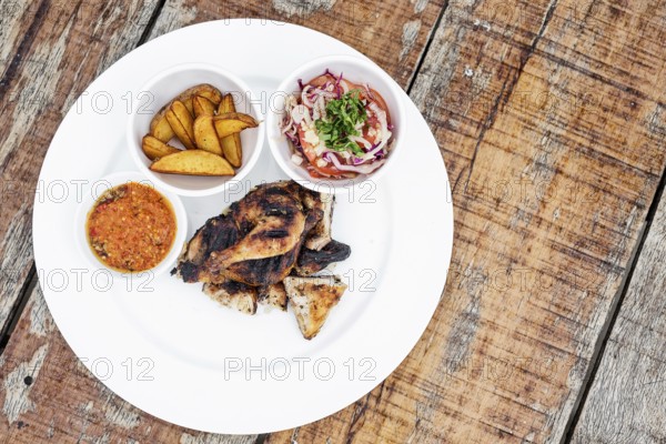Piri piri portuguese roast chicken with african jindungo spicy sauce meal