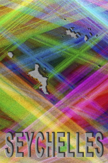 Map of Seychelles, colorful background, copy space