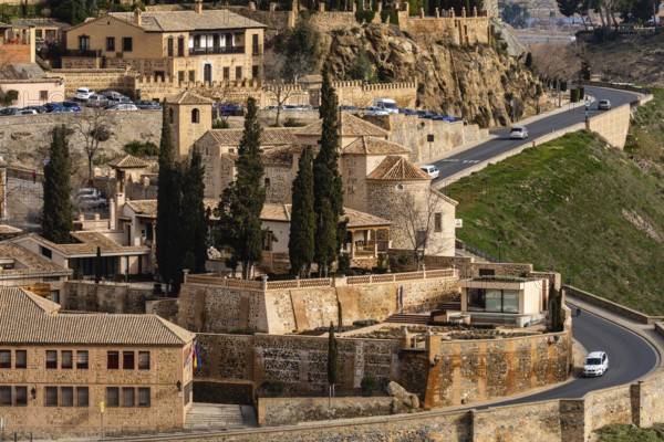Toledo, Spain, February 19, 2023: Mozarabic Church of San Lucas in Toledo. Telephoto lens view, Europe