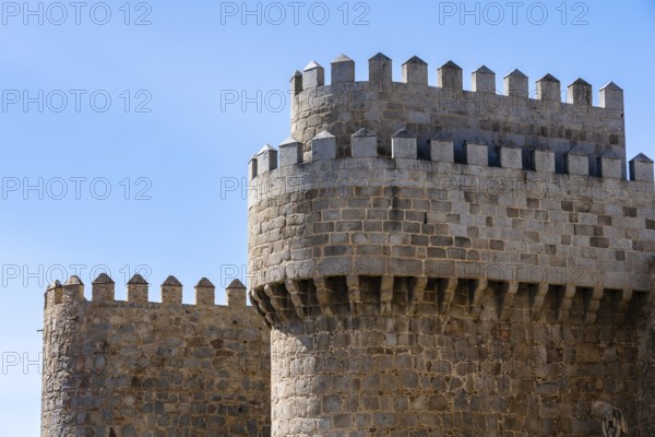 The Roman Walls of Avila a sunny summer day. Spain