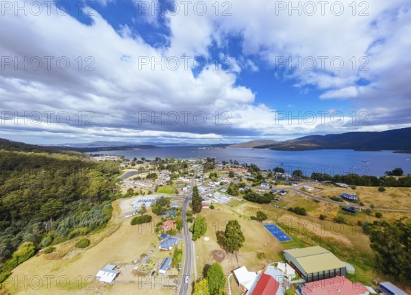 DOVER AUSTRALIA, FEBRUARY 25, 2024: Views of the quaint town of Dover on the Southern Peninsula in Huon Valley, Tasmania, Australia, Oceania