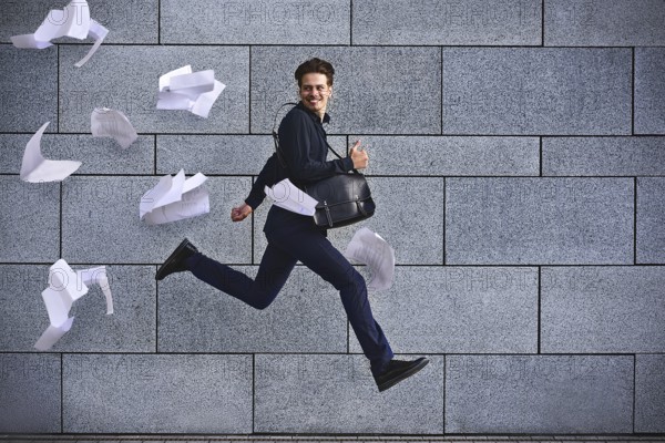 Nice day! Businessman makes a good deal, good mood