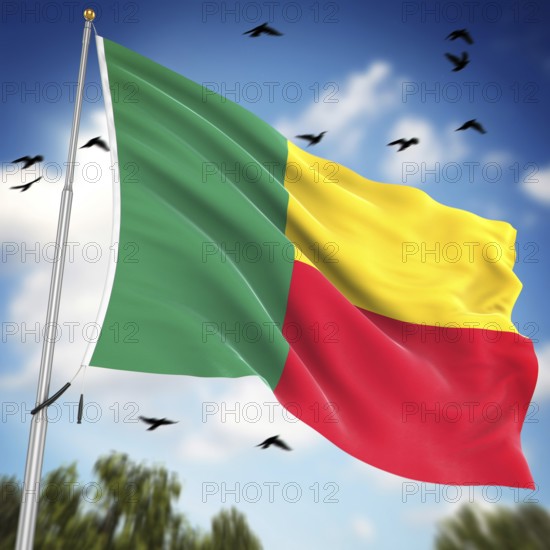 Flag of Benin, This is a computer generated and 3d rendered image
